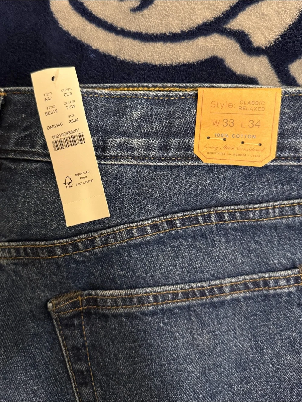 J. Crew Classic Relaxed Fit Jeans Two-Year Wash 100% Cotton 33x34 NWT